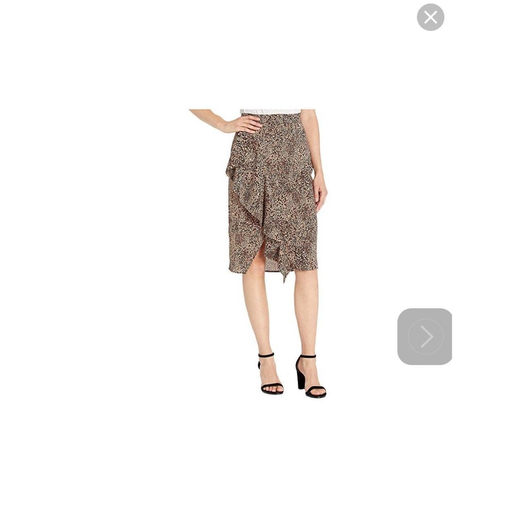 Ruffled Front Leopard Animal Print Skirt Size 8
